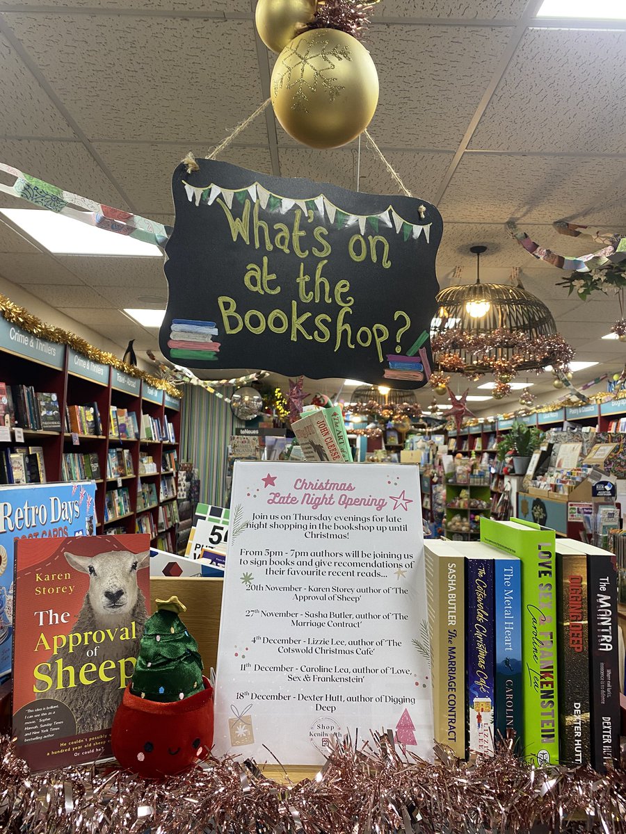 KenilworthBook's tweet photo. Late Night Shopping starts this Thursday! 📚🌙🎁

Pop in and see us in the bookshop every Thursday until 7pm up until Christmas 🎄 We have authors in every week to sign books and give recommendations of their favourite recent reads… https://t.co/Tbh91ggBhX