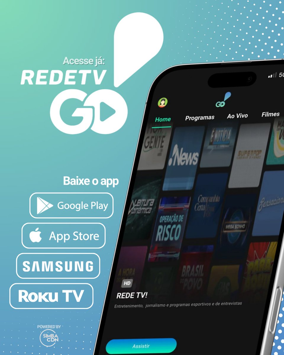 RedeTV's tweet photo. Chegou a hora de assistir quando e onde você quiser!
A RedeTV! GO é a nova plataforma de streaming da RedeTV!, com programação ao vivo e conteúdos.
Notícias, variedades, esportes, filmes e até canais FAST — tudo em um só lugar e 100% gratuito. 🌟📺
👉 Baixe já!
#RedeTVGO #RedeTV https://t.co/JRPCq41BkZ