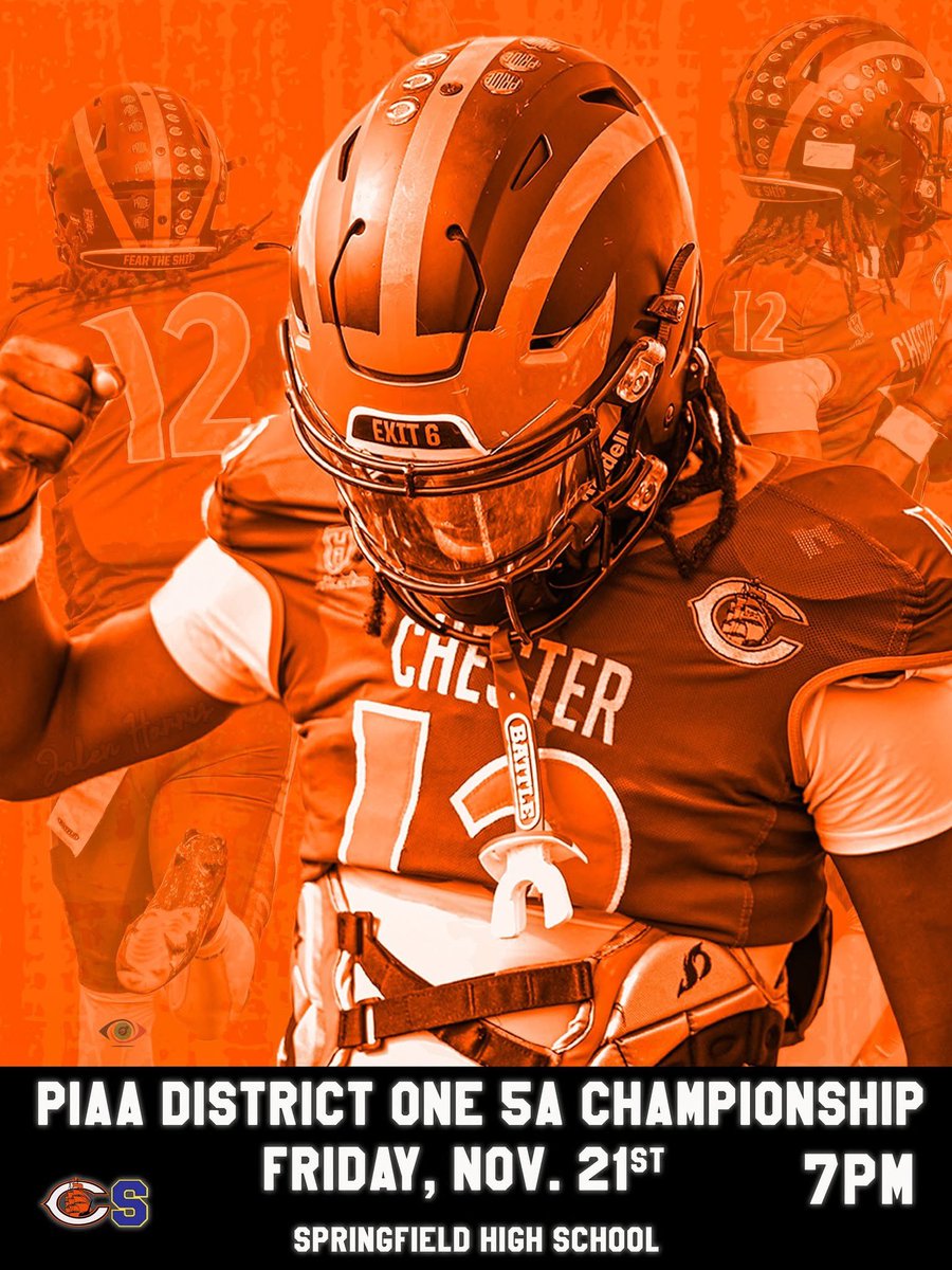 ChesterUplandSD's tweet image. Our Varsity Football Team is heading back to the District I 5A Championship after a historic, undefeated season! 🎉

Shoutout to Coach Shaw, the entire coaching staff &amp;amp; our incredible student‑athletes for an unforgettable year. 🧡🖤

🎟️ Tickets:
ChesterClippers.com

#CPride