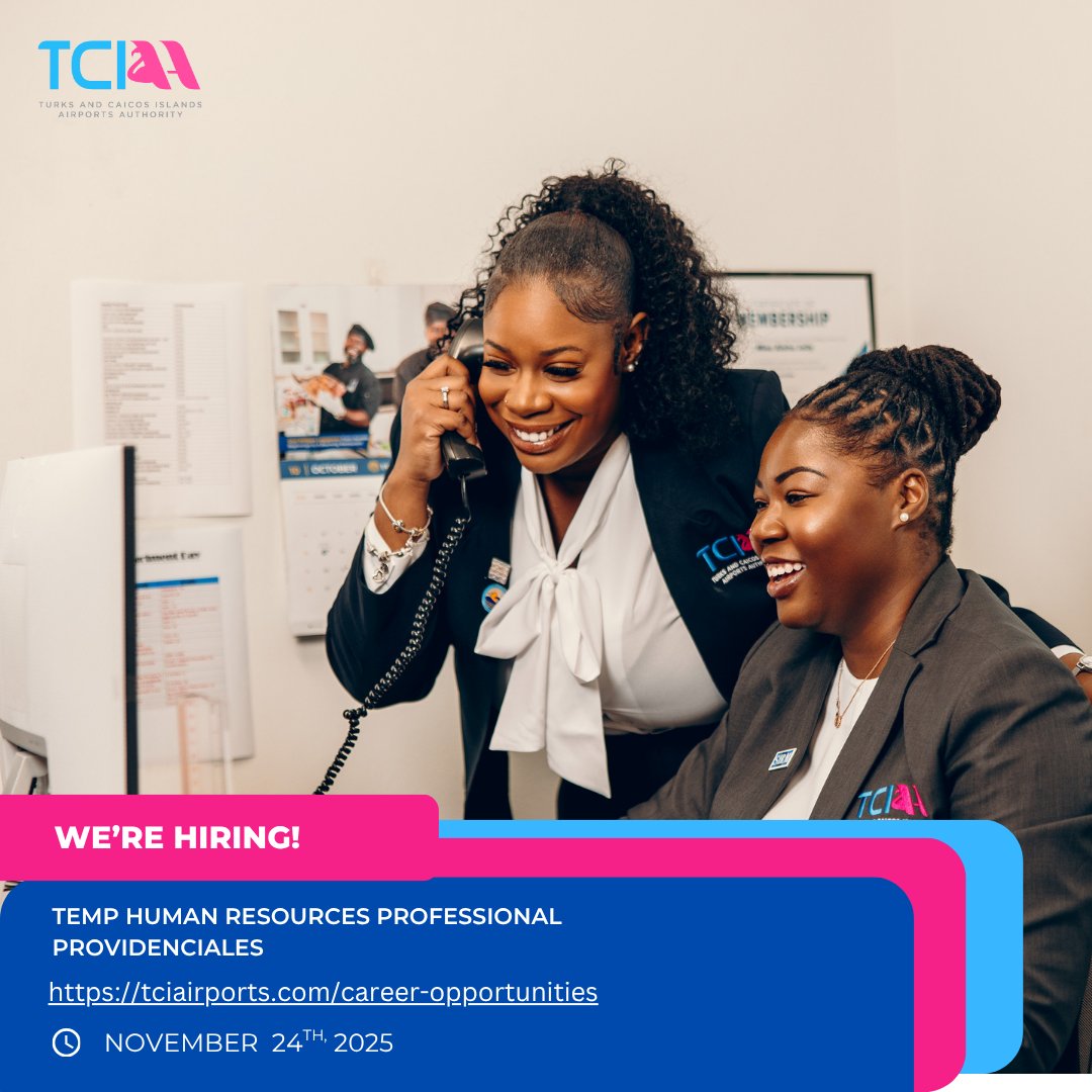 We’re looking for a temporary Human Resources Worker. Apply today and take the next step in your HR journey.

tciairports.com/career-opportu…

#AviationCareers #TCIAA #TurksandCaicos