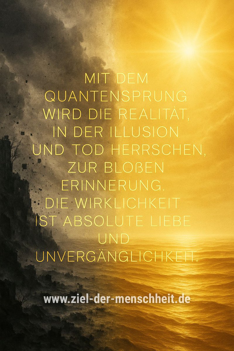 MikaelBergman_'s tweet image. 🌌 Die alte Realität flackert wie ein letztes Pixel. Zeit für den #Neustart in die Ewigkeit.

„Mit dem #Quantensprung wird die Realität, in der Illusion und Tod herrschen, zur bloßen Erinnerung. Die #Wirklichkeit ist absolute Liebe und Unvergänglichkeit.“
