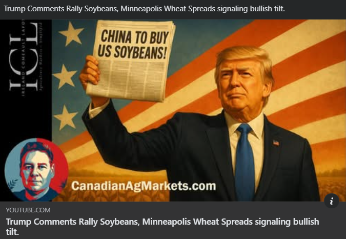 Soybeans the major topic, but I like what I see in spring wheat.  Watch here:
#soybeans #wheat #canola #corn #westcdnag
youtu.be/6BBVwvPY8ns
