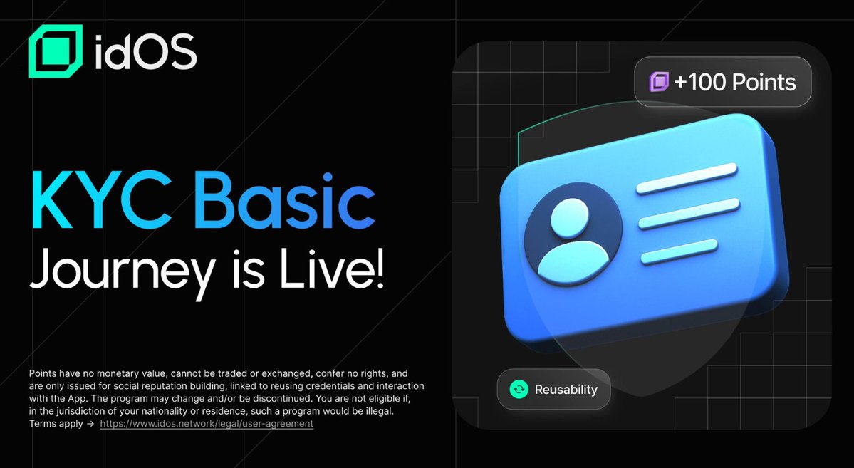 tradertechy's tweet image. ~  @idOS_network  just dropped a new KYC Basic Journey

If KYC Plus didn’t work for you before you can retry now with Basic and still get +100 points

They even said “you’ll need it soon” so yeah probably a good idea to finish it

Join from here
app.idos.network/?ref=520A3BA4