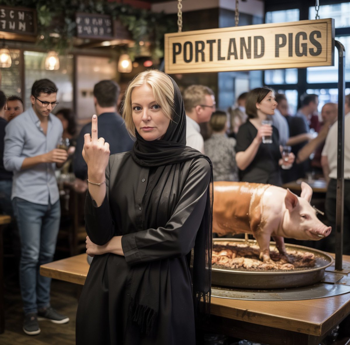Ok Jason Melcher...here I come to Portland...
Portland Pigs is concept #7....
I have Pig's Potatoes on the menu...
Spanish Pig infused coffee...
Muslim Fried Pig...
So many ideas...
I'm making my way across America...
Celebrating Pork...opening the windows...
Driving the Muslim