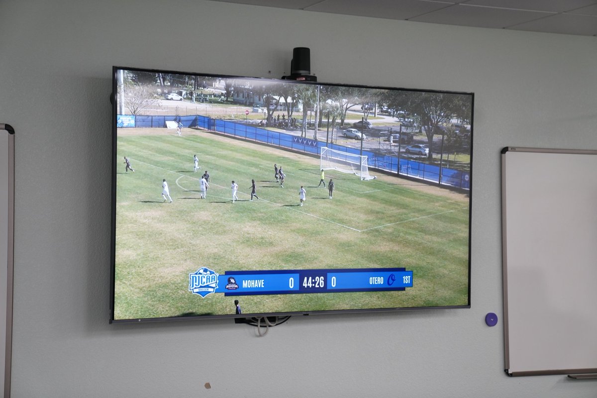 mohavecc's tweet image. Go Bighorns!  
One of the four campus viewing rooms - employees working and cheering on the Men&apos;s team as they make a historic National Championship run.
Game 1:
Mohave College Bighorns 3
Otero College Rattlers 2
Next game tomorrow at 10am

#MohaveCollege #GOBIGHORNS #NJCAASoccer