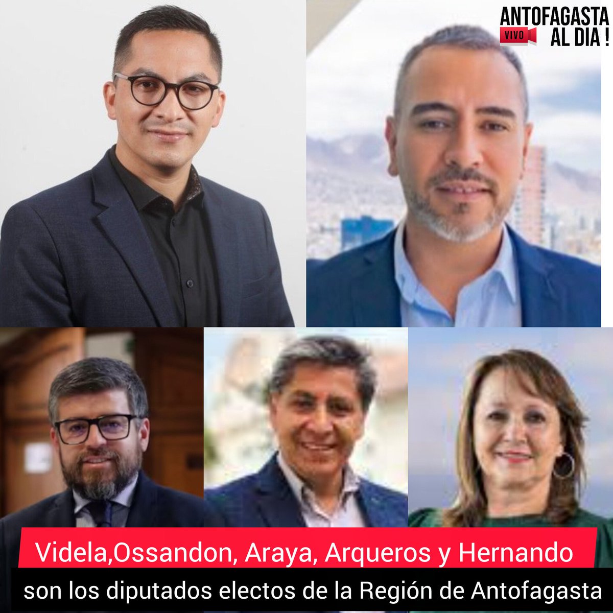 Con el 99,96% de las mesas escrutadas y un total de 318.967 votos válidamente emitidos, la ciudadanía definió a los cinco representantes que ocuparán un escaño en la Cámara Baja a partir del próximo periodo legislativo (2026-2030) representando a la Región de #Antofagasta.