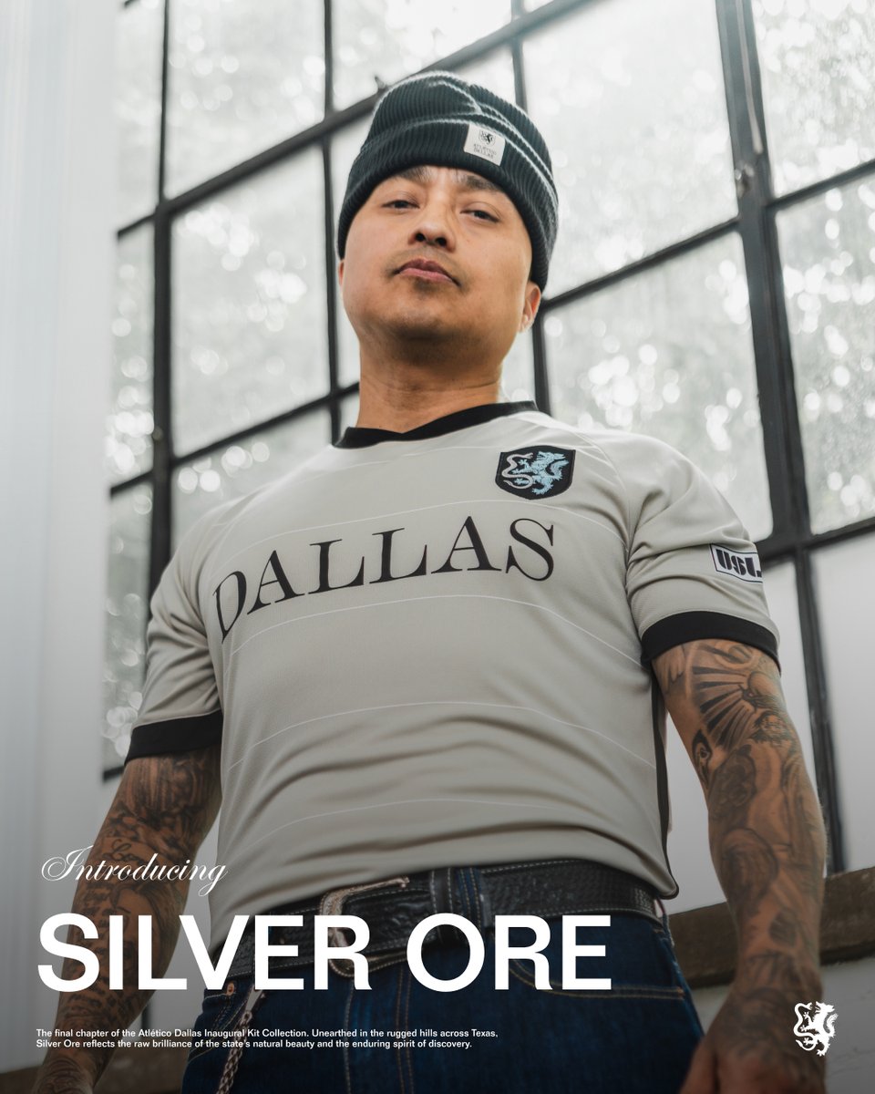 atleticodallas's tweet image. Introducing... The Silver Ore Kit.

The final chapter of the Atlético Dallas Inaugural Kit Collection. Unearthed in the rugged hills across Texas, Silver Ore reflects the raw brilliance of the state’s natural beauty and the enduring spirit of discovery.

Complete the Collection.…