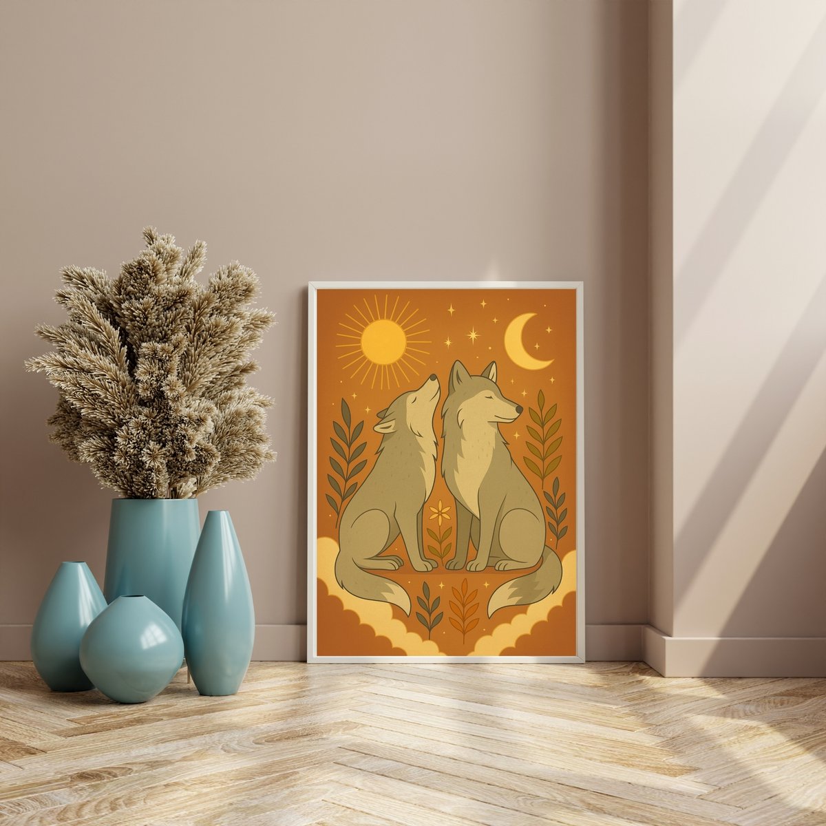 LivSolara's tweet image. Two serene wolves under the sun and moon — warm boho vibes for your cozy space.
Earthy tones, celestial calm, and nature-inspired magic. 🌙✨🌿
#BohoArt #WolfArt #ArtPrint #CelestialVibes
inprnt.com/gallery/artmus…