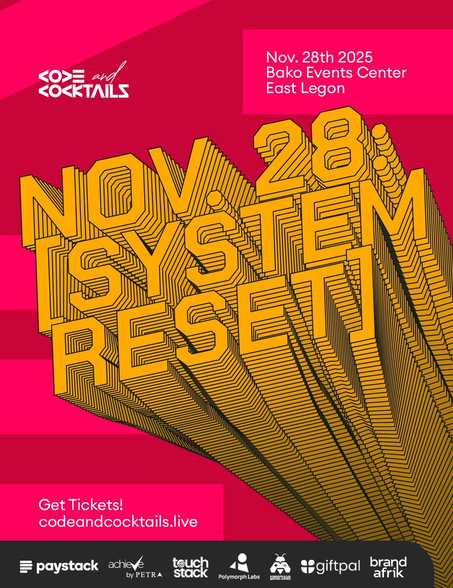 codeNcocktails's tweet image. ‼️Dear Techie,
Due to a system overload, we have a scheduled system reset for you at 6:00pm on Nov. 28th 2025.

This is to help you reduce the stress that you have accumulated in your system the whole year.

Come, let’s parttyyyy🥳

🎫Generate tickets now:
codeandcocktails.live
