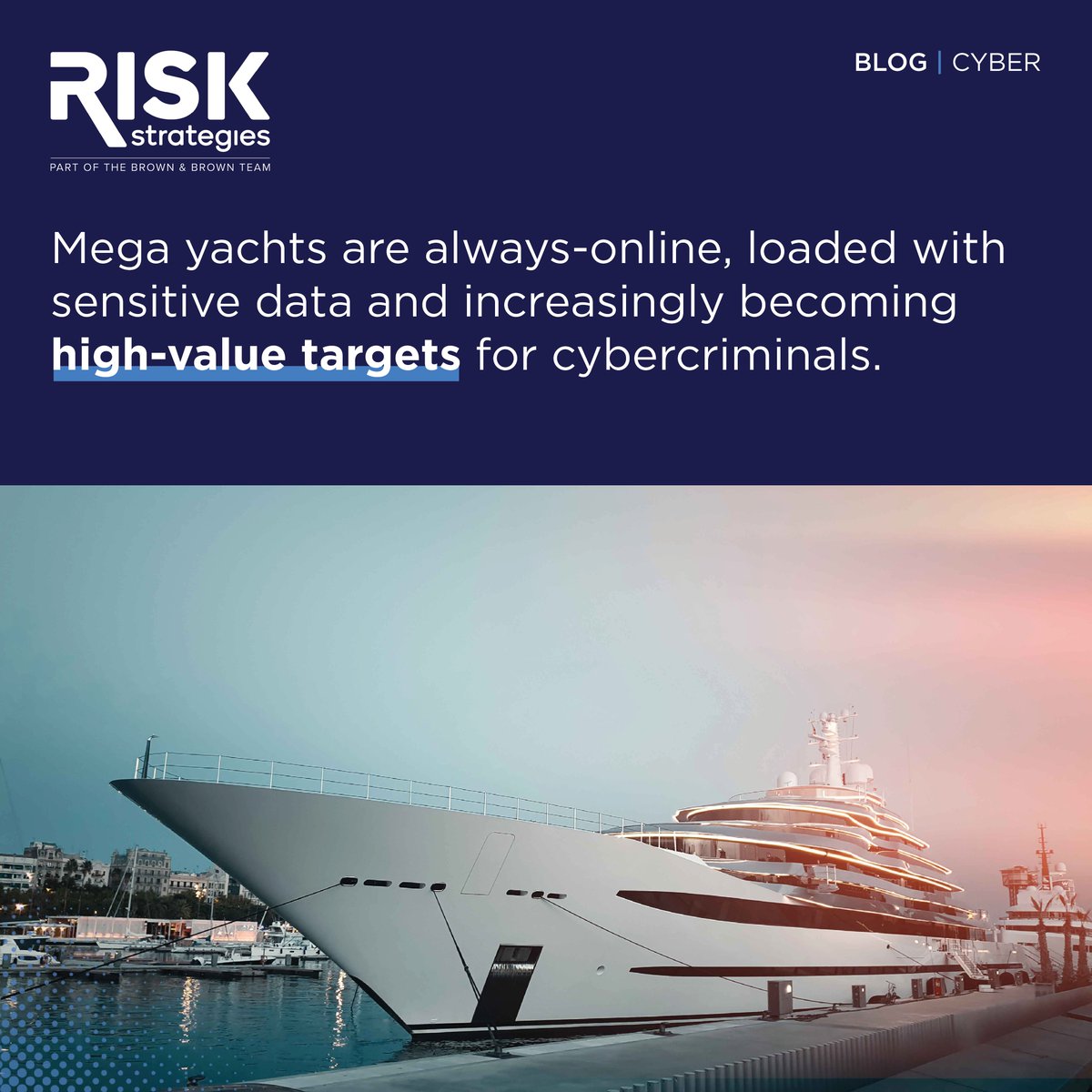 RiskStrategies's tweet image. From satellite internet to complex navigation systems and climate controls, today’s megayachts are floating tech hubs with every onboard convenience powered by interconnected, online digital systems. hubs.ly/Q03Ty5sD0

#superyacht #cybersecurity #cyberprotection