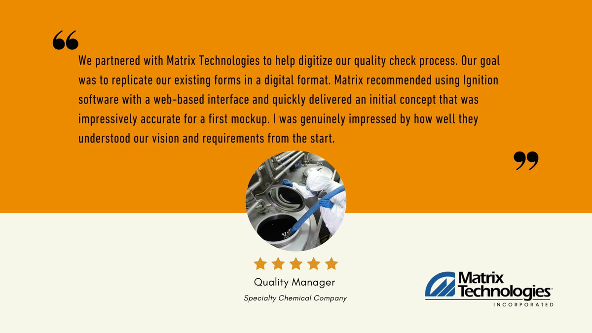 MatrixTechInc's tweet image. A longtime client partnered with Matrix to digitize their quality checks using Ignition software—turning paper forms into a powerful, data-driven system.

Now, every record is legible, traceable, and accessible in seconds.
#DigitalTransformation #MatrixTech