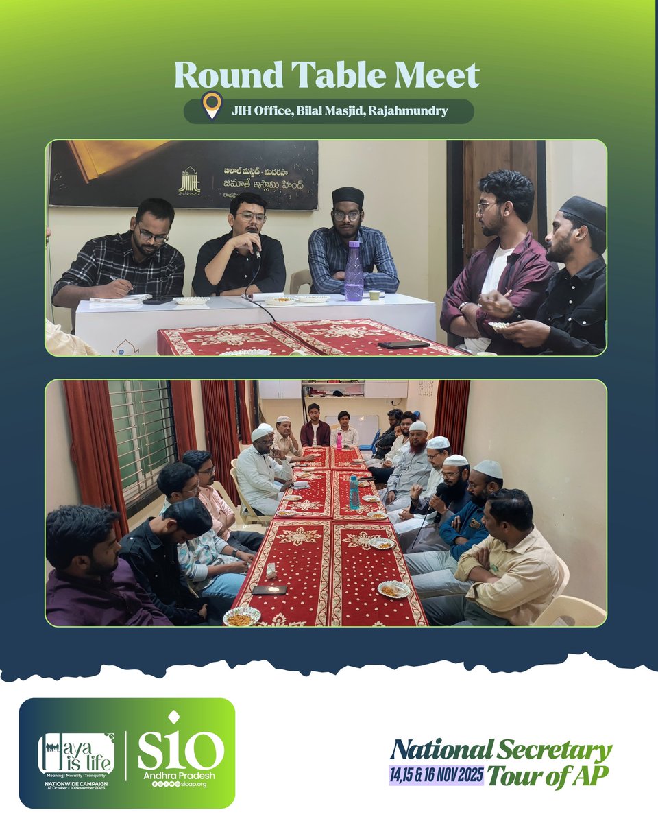 SIO_AP's tweet image. On the concluding day of his visit , Br. Atesam Hami Khan, National Secretary of SIO of India, wrapped up the 3-day tour with powerful reflections and inspiring guidance. This visit marked a meaningful step in strengthening the collective efforts of students  across the AP Zone.