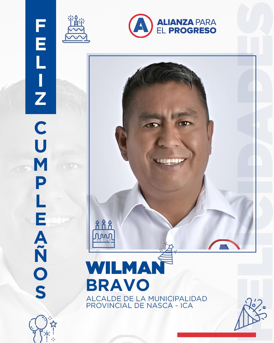 Peru_APP's tweet image. 🅰️🅿️🅿️ Saludamos a Wilman Bravo en su día 🎉
Gracias por tu liderazgo y compromiso con Nasca.
¡A seguir trabajando por más progreso! 💙🇵🇪
#AlianzaParaElProgreso #Nasca #Ica