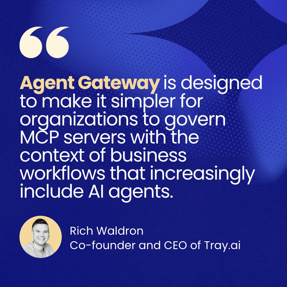 tray's tweet image. AI agents are spreading fast. MCP servers even faster.

@mvizard in @Techstrongai breaks down why IT teams are bracing for shadow MCP sprawl and how Tray Agent Gateway brings control back to them.

Full article: bit.ly/48MJRrQ