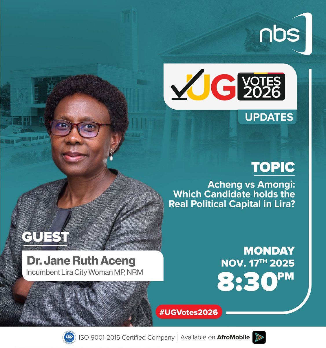 On <a href="/nbstv/">NBS Television</a> Two <a href="/NRMOnline/">NRM Party</a> govt ministers. Health Minister  <a href="/JaneRuth_Aceng/">Dr. Jane Ruth Aceng Ocero</a> says  ‘Let’s check your pulse.'  While Gender minister <a href="/BettyAmongiMP/">Hon Betty Amongi</a> says, ‘Let’s talk empowerment.’ Lira decides who wins the seat.  <a href="/CanaryMugume/">Canary Mugume</a> <a href="/TraceyKansiime/">Tracey K</a> <a href="/KKariisa/">Kin Kariisa🇺🇬</a> <a href="/SNabakooza1/">Shamim Nabakooza</a>  #NBSUpdates