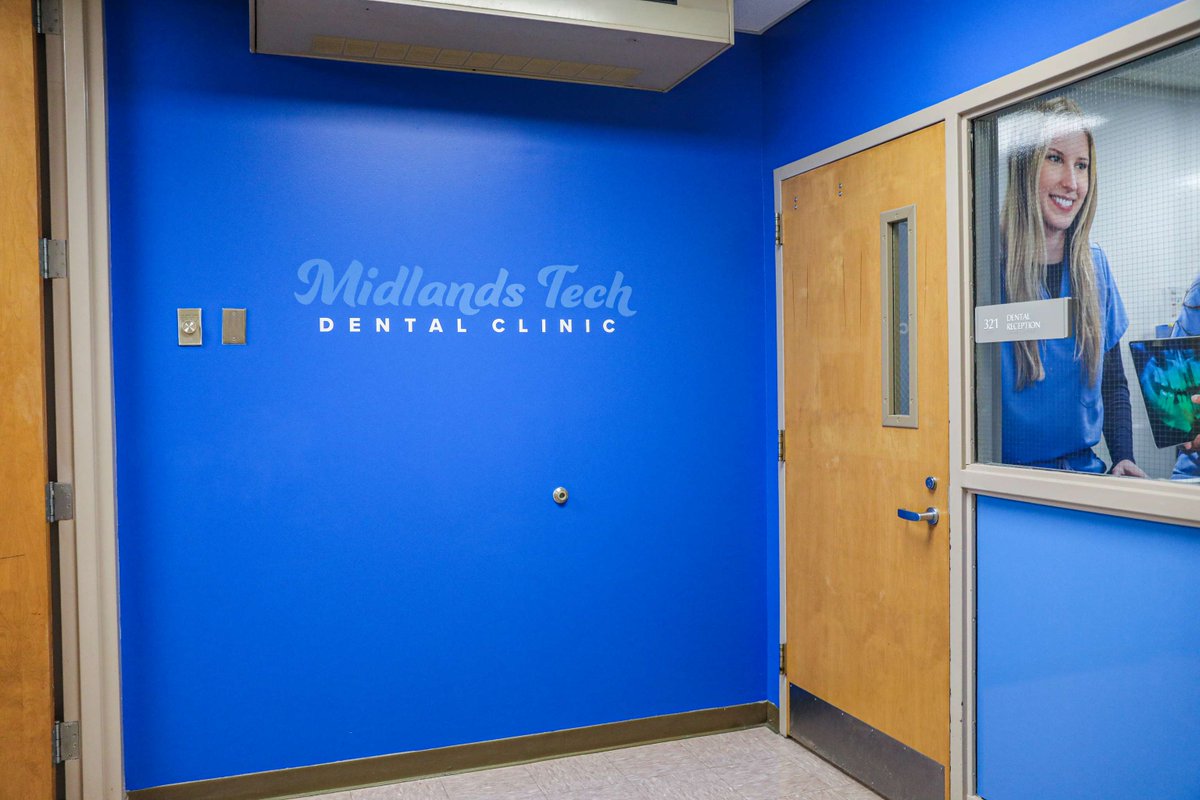 MidlandsTech's tweet image. The Dental Clinic has a fresh new look in MTC blue — complete with a new mural, updated waiting area, and modernized clinical spaces! 🦷✨

Did you know our cleanings are only $40–$80, and students get 50% off most services.

Book your next cleaning with us 📞 803-822-3450