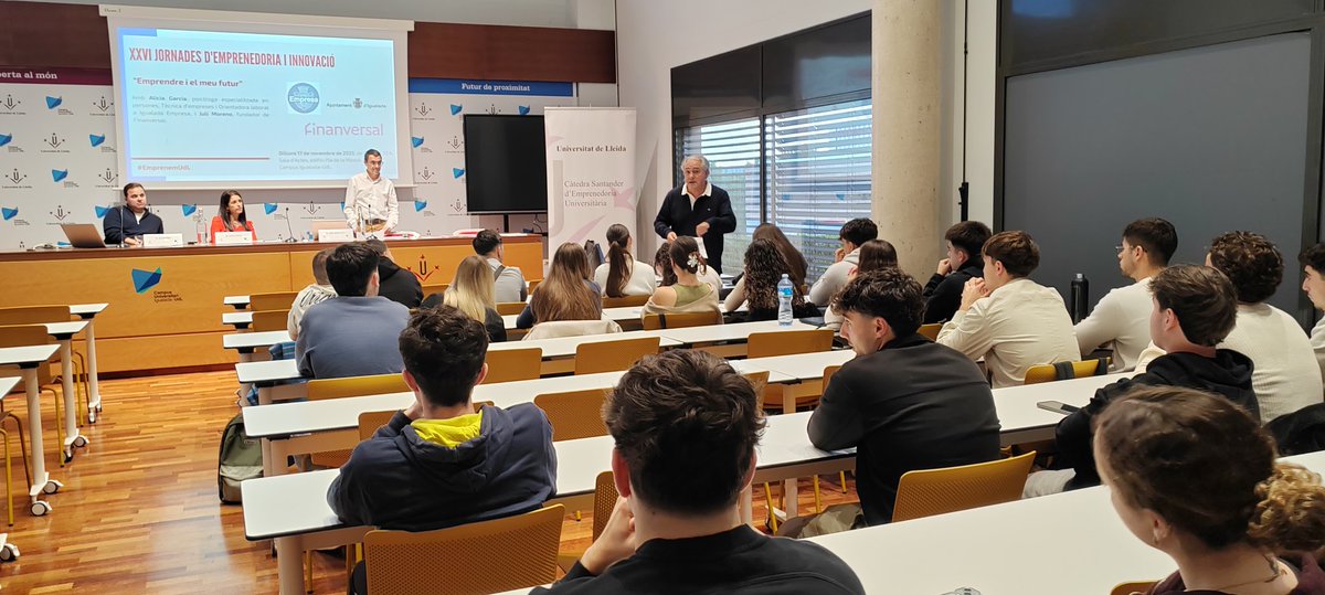 Avui estem al <a href="/campusigualada/">Campus Universitari Igualada-UdL</a> amb una sessió de les Jornades d'Emprenedoria i Innovació "Emprendre i el meu futur"