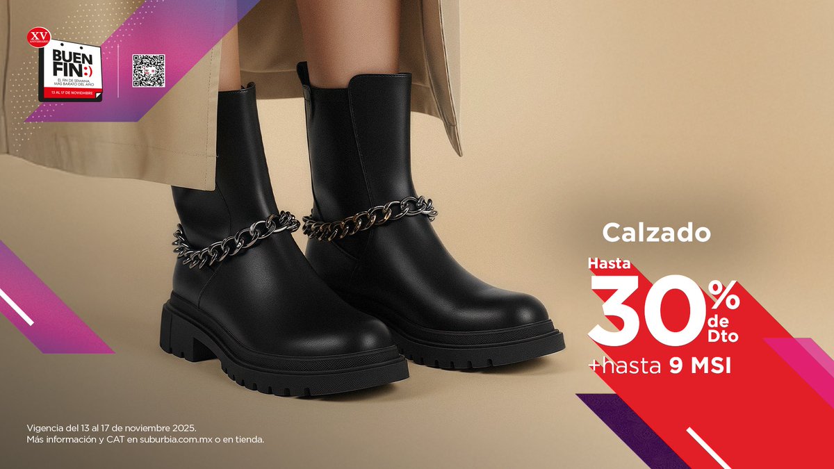 Hoy es el día de estrenar ese par que no te sacas de la cabeza 👢✨ ¡Últimas horas del Buen Fin!… corre por tus favoritos. suburbia.onelink.me/uDOC/zrnvetyh