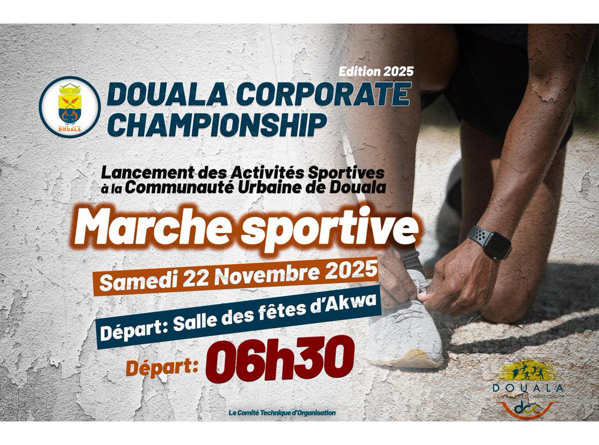 La Communauté Urbaine de #Douala organise la rentrée de ses activités sportives ce samedi, 22 novembre 2025.