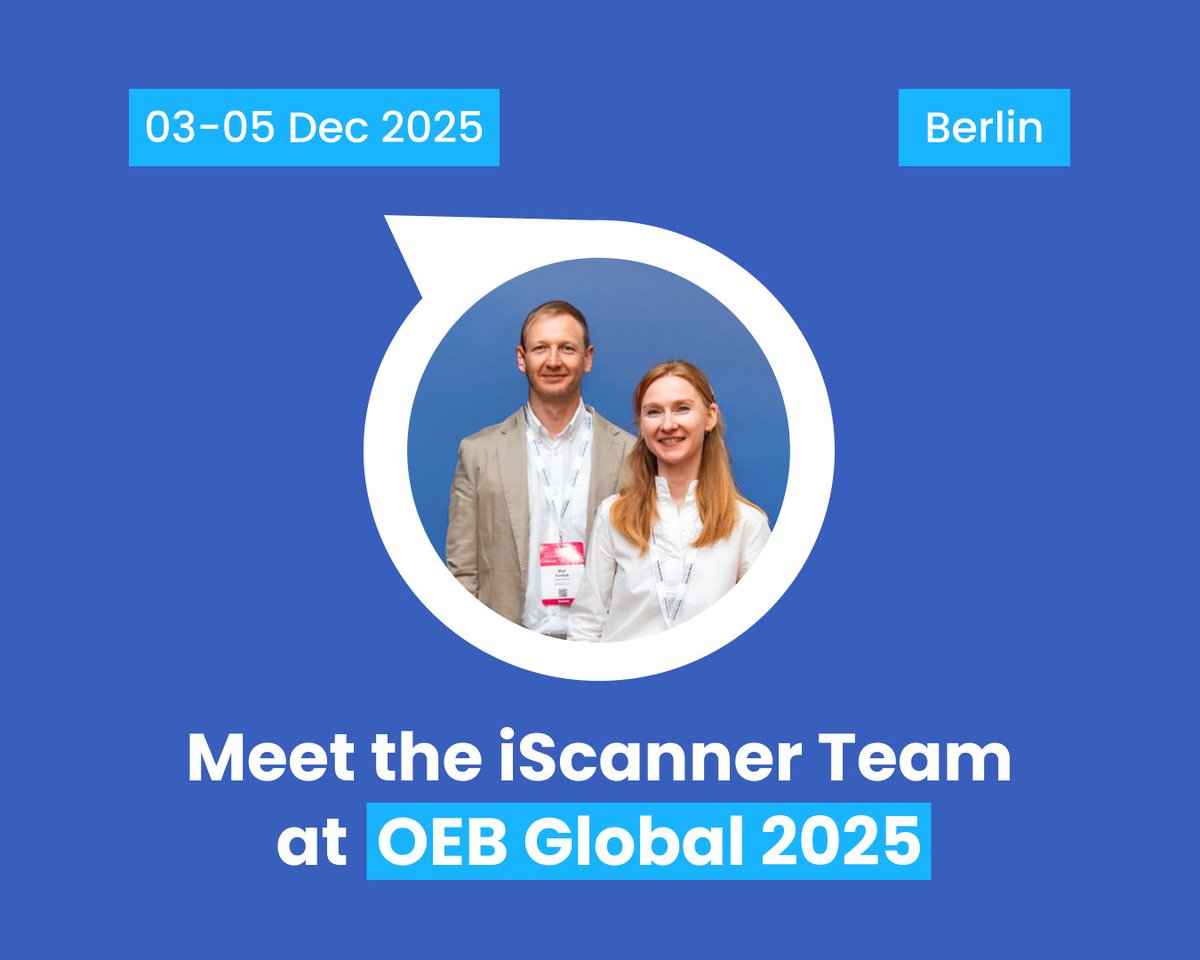 Meet the iScanner Team at OEB Global 2025 in Berlin, Germany — December 3–5, 2025!

We invite you to visit us at booth 61 and learn more about our initiative offering free access to iScanner PRO for Universities. 

🔗For more details, visit:
 oeb.global