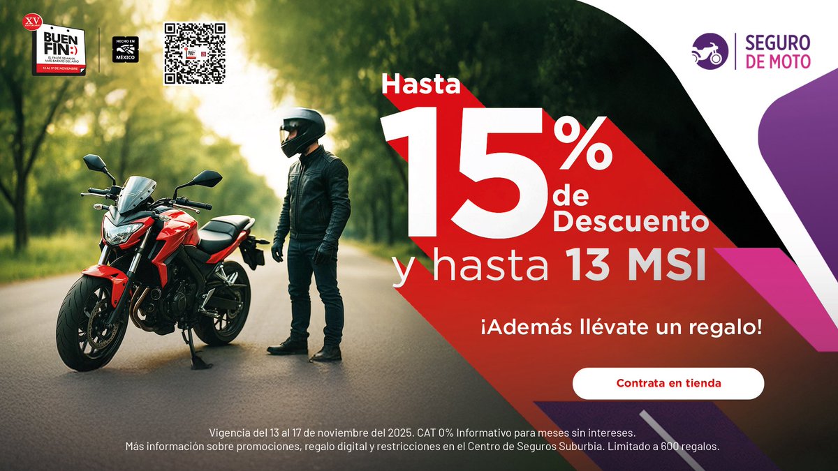 La libertad se disfruta más cuando vas protegido 😉 Asegura tu moto hoy mismo y rueda con confianza. ¡Contrata en tienda! 🏍️