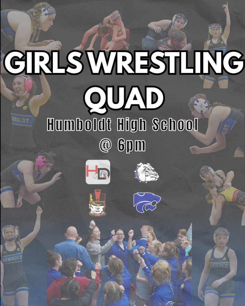 humboldtcsd's tweet photo. Girls Wrestling Quad 🔥 - @ Humboldt High School - 6:00 - Go Cats! 💙💛 https://t.co/uV8HVxIXph