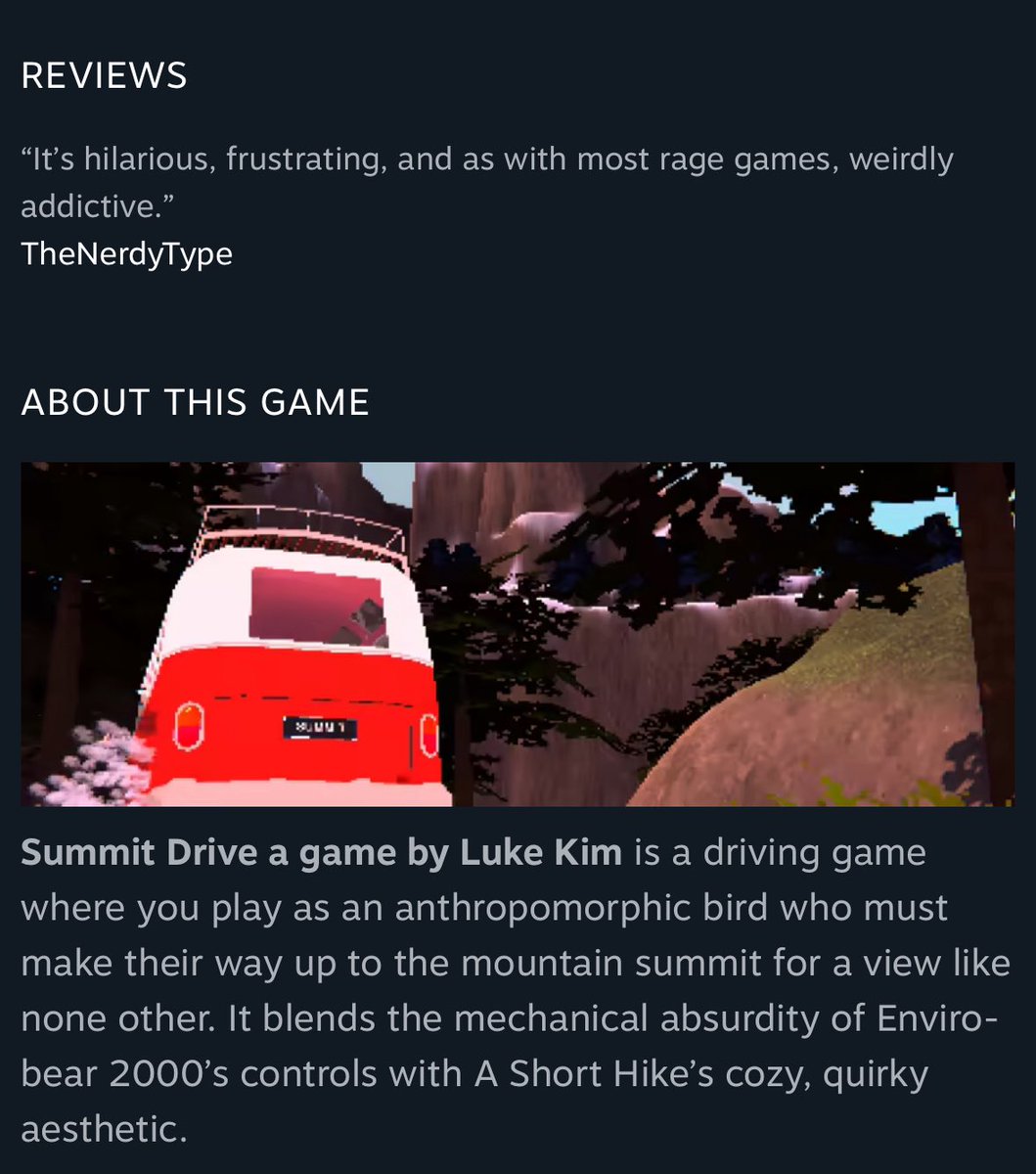 lukekdev's tweet image. Thank you for being the first @paulavaynshteyn and TheNerdyType. 

If you are a curator, reviewer, or you make blogs/articles. Let me know and I’ll be sure to reach back.

#gamedev #gamereview #indiegame #indiedev #indiegamedev #SummitDriveGame