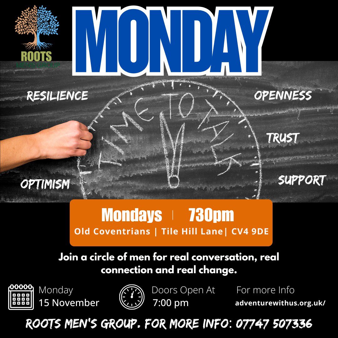 ROOTS Men’s Group
Real conversations. Real connection. Real growth.
Join us as we build a space for men to talk openly, support one another, and strengthen the roots that keep us grounded.
All men welcome.