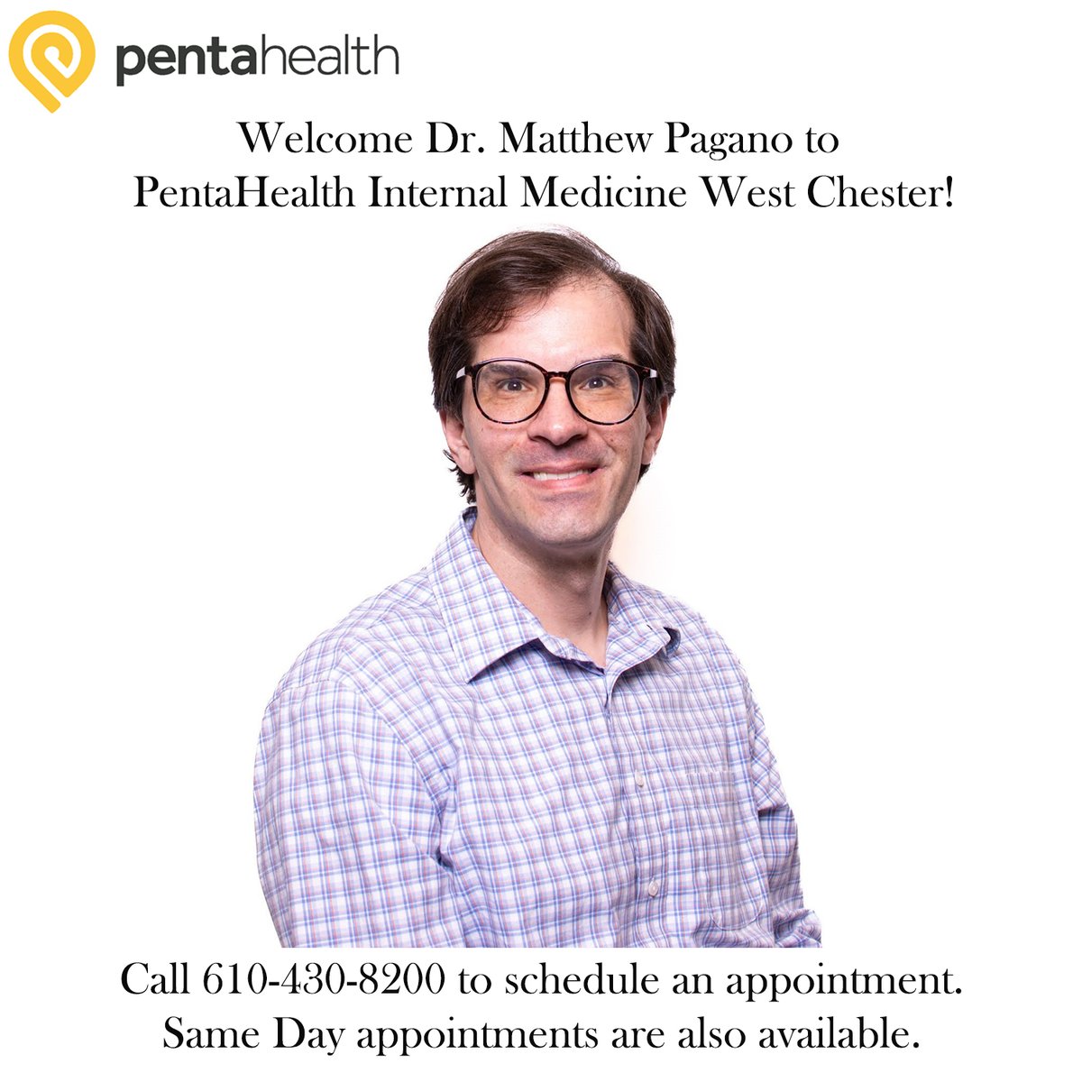 phdocs's tweet image. Dr. Pagano started on August 1st, 2025, at PentaHealth Internal Medicine West Chester! He is accepting new patients. Call 610-430-8200 to make an appointment. 

Learn more about him here: pentahealth.com/welcome-dr-mat… 

#pentahealth #newphysician