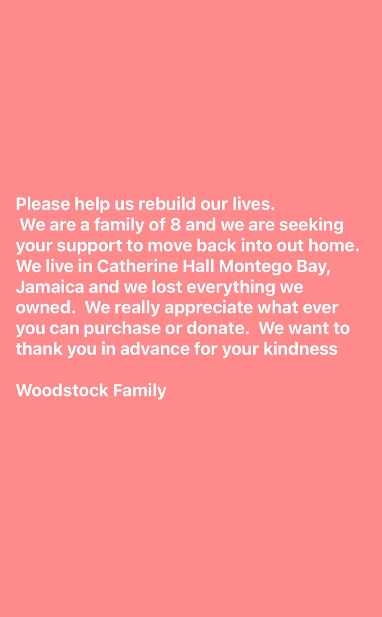 rn_livi's tweet photo. Sharing on behalf of the Woodstock Family. They were greatly affected by the flooding in Catherine Hall during Hurricane Melissa and lost everything, including their small family business. Please help in whatever way you can.

https://t.co/OpQKTDsRl9 https://t.co/EknNHYHpJq