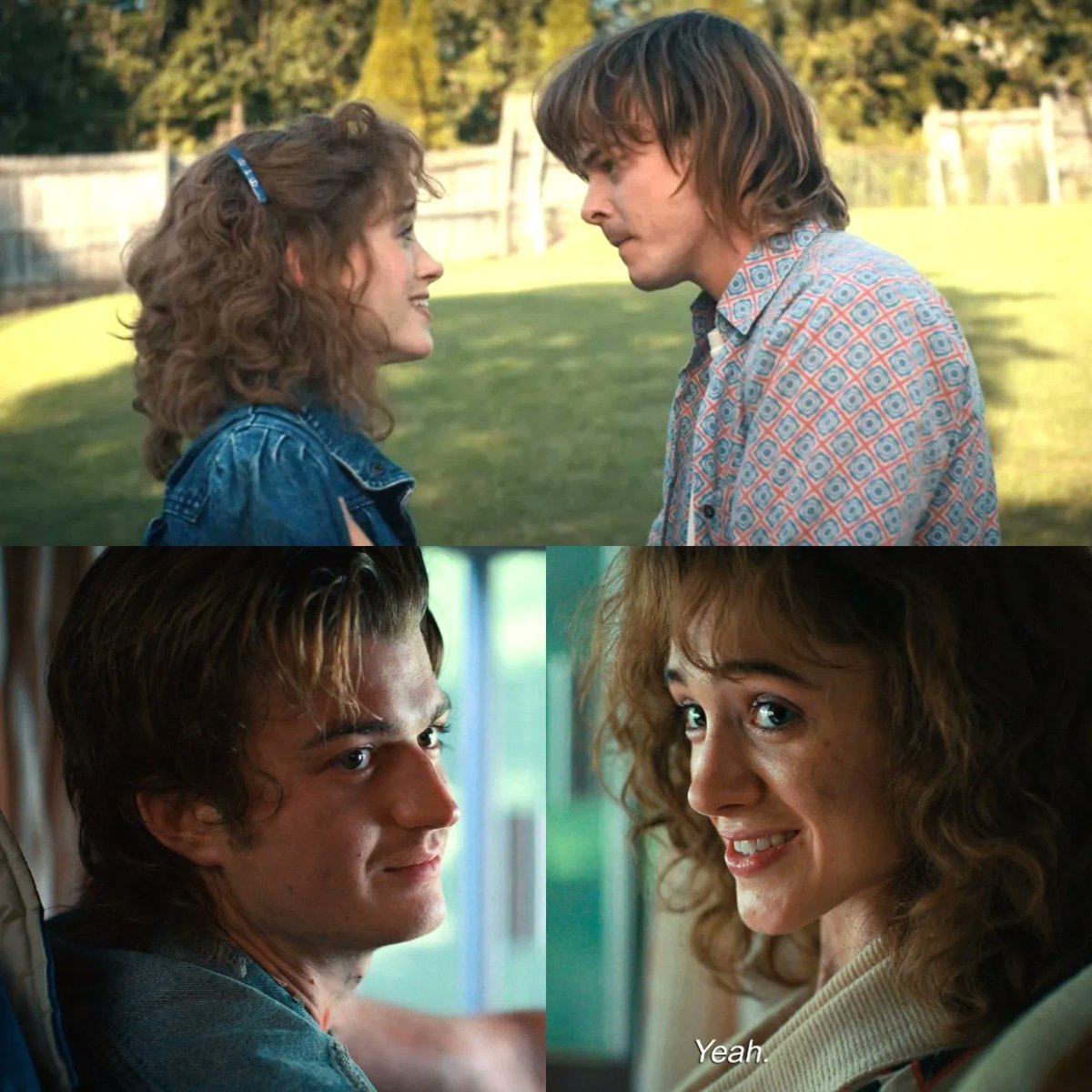 The Duffers say Nancy and Jonathan aren’t doing great:

“He lied to her. Things are off. Steve gets big hero moments—and still has that unrequited thing for Nancy.”