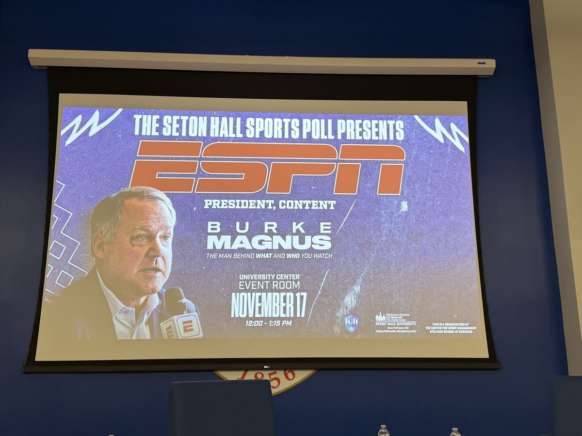 I cannot wait for this @ESPN event with ESPN’s Burke Magnus - Presented by the Seton Hall Sports Poll <a href="/HallSportsPoll/">SetonHall SportsPoll</a> of the Stillman School of Business <a href="/hallBusiness/">SHU Business School</a> of <a href="/SetonHall/">Seton Hall</a> #SportBusiness