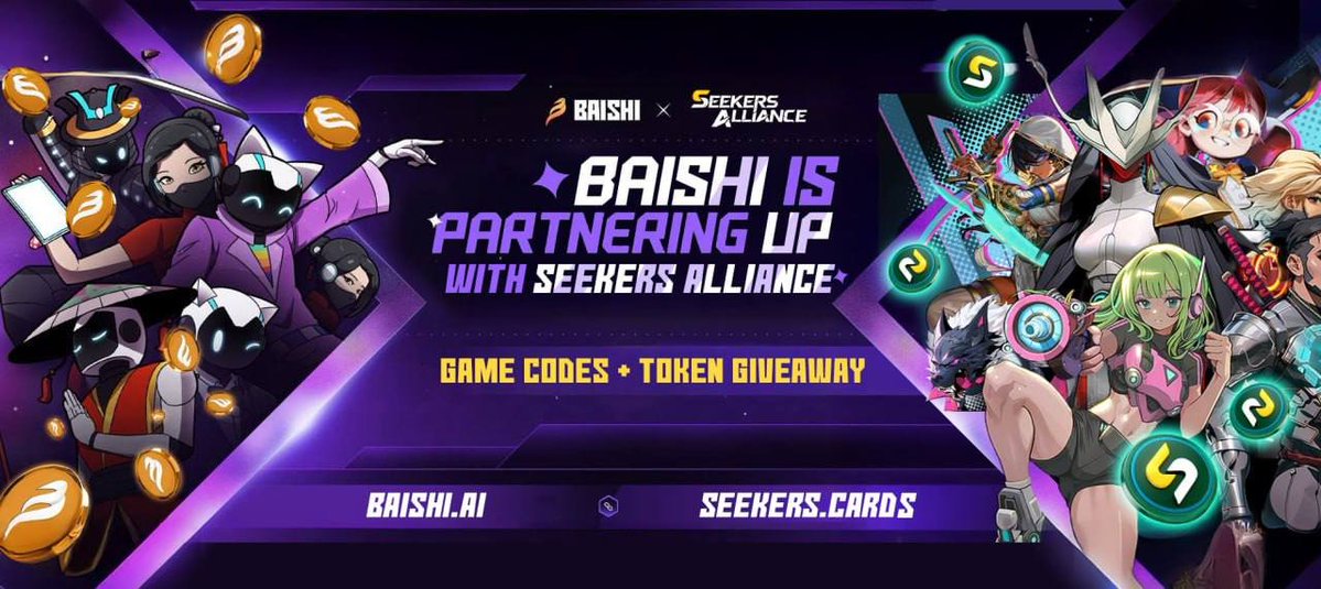 ⚡️BAISHI x Seekers Alliance : New Worlds Collide

We're excited to welcome <a href="/SeekersAlliance/">Seekers Alliance</a> and their 250K+ community members into the #BAISHI Ecosystem!

Their team launched a free demo on <a href="/Steam/">Steam</a>, and we are looking forward to seeing the Seekers community join BAISHI Game Nights