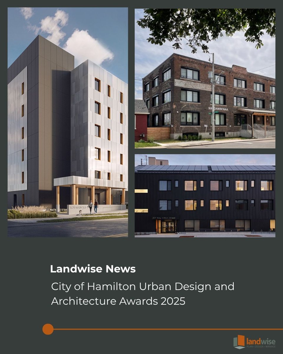 landwise_team's tweet image. Landwise is honoured to be part of three award-winning projects recognized at the 2025 Hamilton Urban Design &amp;amp; Architecture Awards.

For more details visit: hamilton.ca/city-council/a…
#wearelandwise #plansmart #designsmart