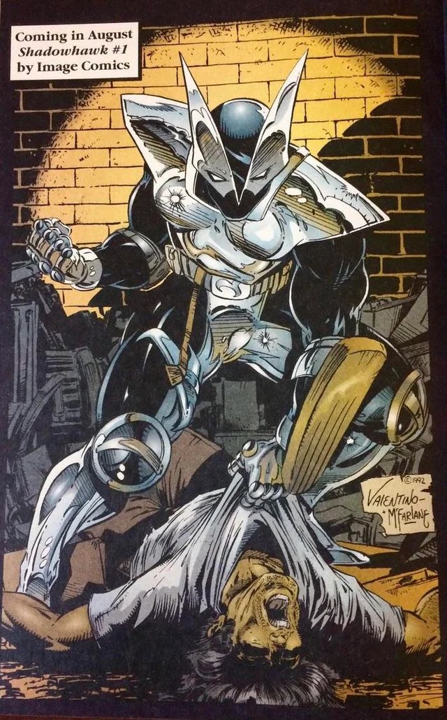 Does anyone know where this Shadowhawk pin up as inked by Todd McFarlane first appeared? A trade magazine, random early image issue?