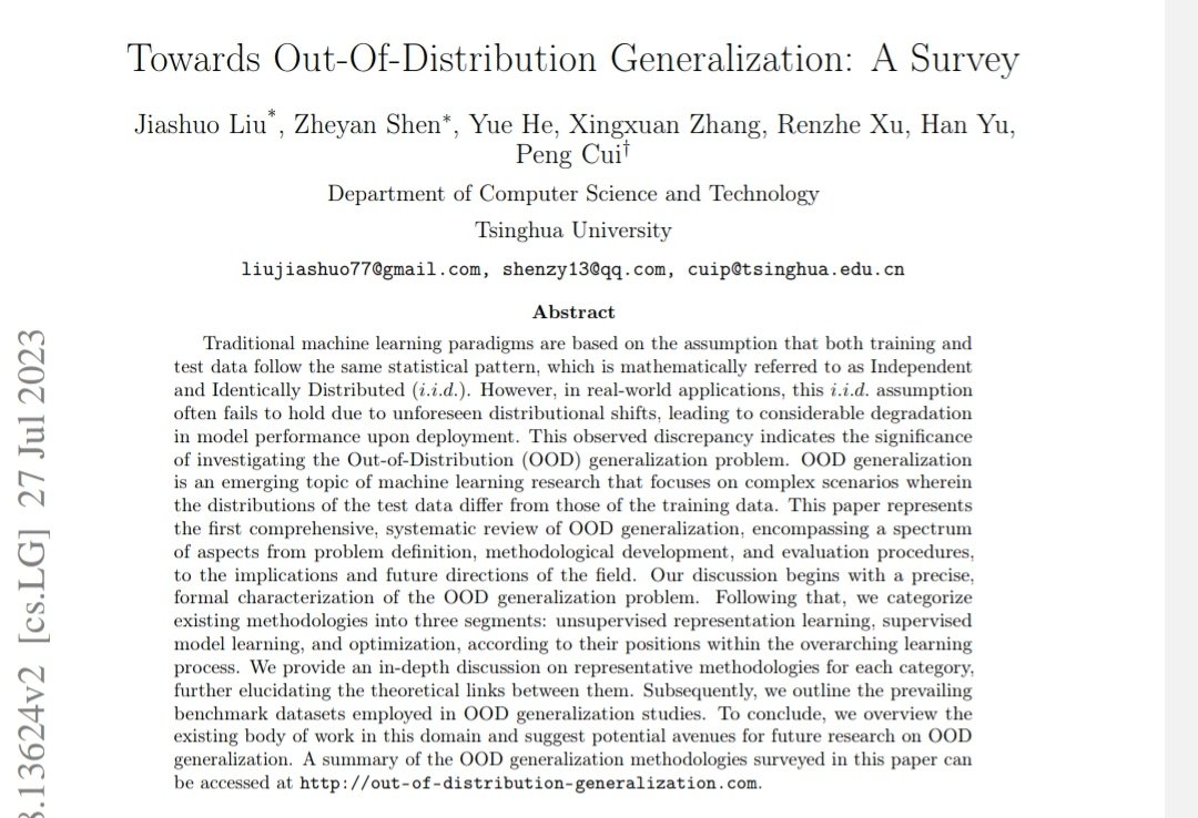 ChombaBupe's tweet image. &quot;... Machine learning paradigms are based on the assumption that both training and
test data follow the same statistical pattern ... in real-world applications ... this ... assumption
often fails ... leading to considerable degradation
in model performance upon deployment.&quot;