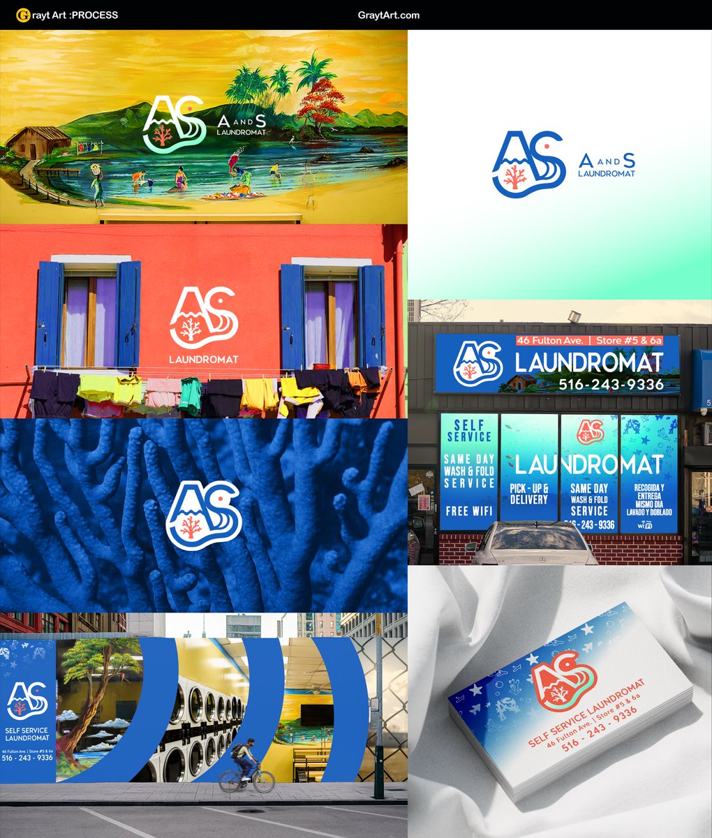 Graytness's tweet image. Rebranding done for AS Laundromat. Full story and process on GraytArt.com 

#GraytArt 🌕 #LogoDesign