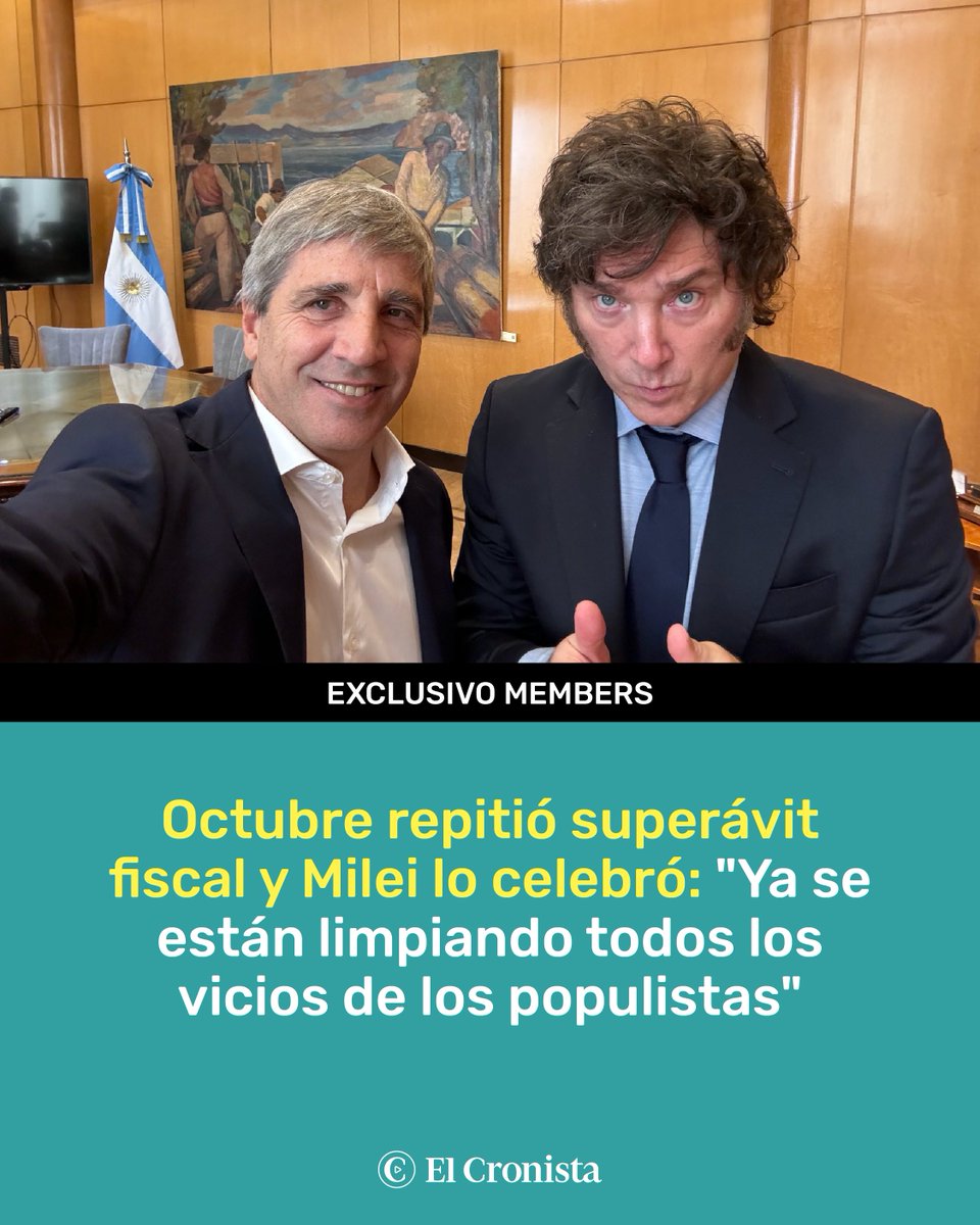 Octubre repitió superávit primario y financiero. En los primeros diez meses del año el superávit acumula el equivalente a 1,4% del PBI, cerca de la meta de 1,6% que se había impuesto el Gobierno. El financiero asciende a 0,5% del PBI.

En el décimo mes del año, el superávit