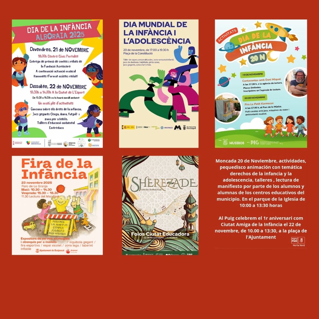 20N | Día de los Derechos de la Infancia
Nuestros municipios celebran estos días actividades, juegos y talleres para reivindicar una infancia con derechos, voz y oportunidades.
✨ Defender sus derechos es construir su futuro.