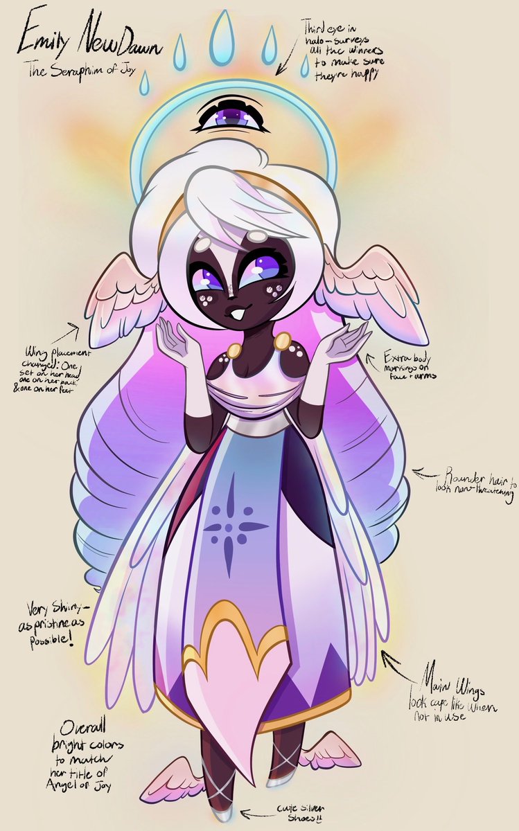 Did a redesign of Emily from Hazbin instead of doing schoolwork