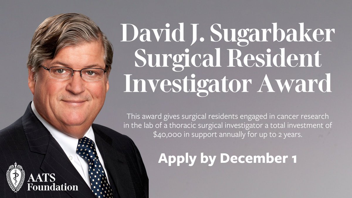 AATSHQ's tweet image. #Cardiothoracic surgery residents: Time is running out to apply for an AATS Foundation Fall Award. Adult #cardiac and #thoracic surgeons have the opportunity to change the trajectory of their career through one of these programs. Submit by December 1: aats.org/foundation