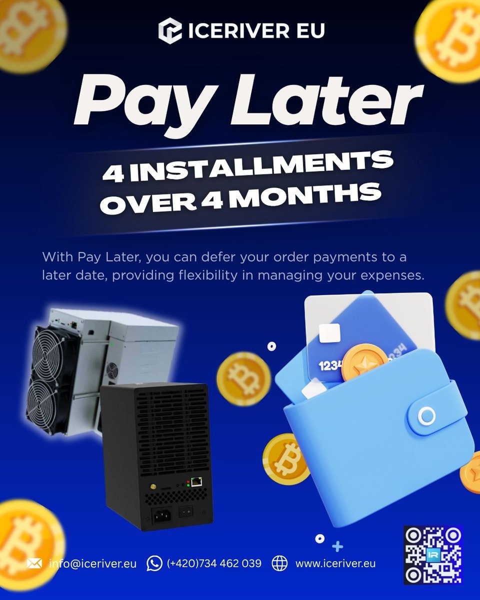icerivereu's tweet image. IceRiver EU Pay Later is here! 🙌
Get your ASIC now and pay in 4 installments over 4 months — no stress.
Would this make upgrading easier for you? 🤔
🔗 iceriver.eu
#IceRiverEU #CryptoMining #ASICMiner #PayLater