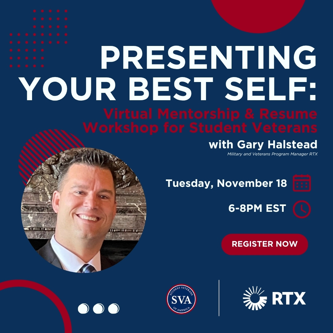 studentvets's tweet image. Happening Tomorrow!

This virtual workshop is designed to help student veterans attending SVA NatCon make the most of their career opportunities by refining how they present themselves to potential employers.

Register Here:
events.teams.microsoft.com/event/e1170f2e…