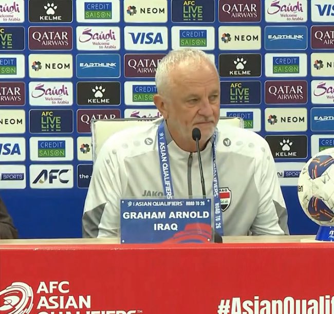 🎙️ غراهام أرنولد: انا مدرب للعراق من 6 أشهر، وأعيش 5 أشهر ونصف في بغداد ، حلمي هو الوصول إلى كأس العالم مع هؤلاء اللاعبين وتغيير الرياضة هنا، كما فعلنا مع أستراليا قبل 20 عاما.