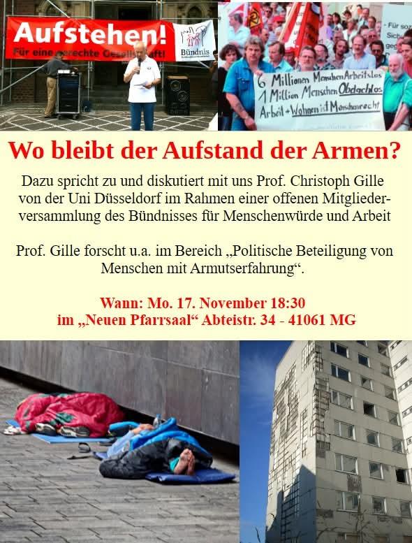 ThomasWasilewMG's tweet image. „In einer Stunde startet in Mönchengladbach die Veranstaltung ‚Wo bleibt der Aufstand der Armen?‘. Während die Regierung weiter auf Bürgergeld-Beziehende eindrischt, sollen wir stillhalten? Nicht mit uns! 
Zeit für Widerstand gegen soziale Kälte – kommt vorbei.&quot;