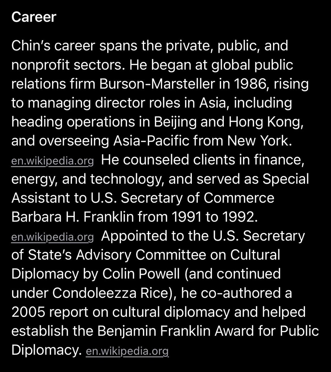 CurtisSChin's tweet image. A #curtischinhashtagshoutout goes to “#GrokipediaDrop – Your xAI-powered wiki twist on global figures! 🚀”. So here’s what @xai came up with when I asked @grok for a @grokipedia-style entry for 🙋🏻‍♂️ Curtis_S_Chin @curtisschin based on #verified data. 

A 🧵 in screen grabs.