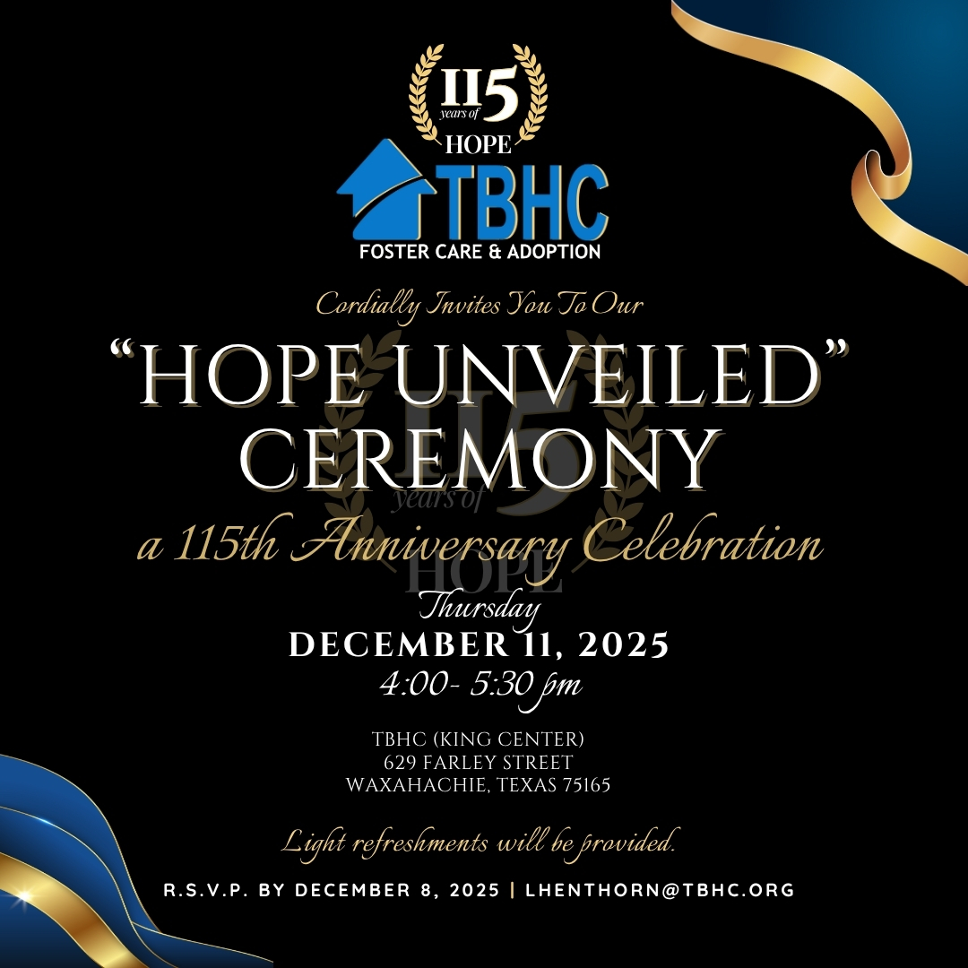 Event Update: Our Unveiling of Hope Ceremony has been rescheduled to 12/11/25. We look forward to coming together as a community to honor the stories, families &amp; children whose lives have been touched by the  ministry of TBHC! #hopeinaction #adoptionawareness #adoptionsaveslives