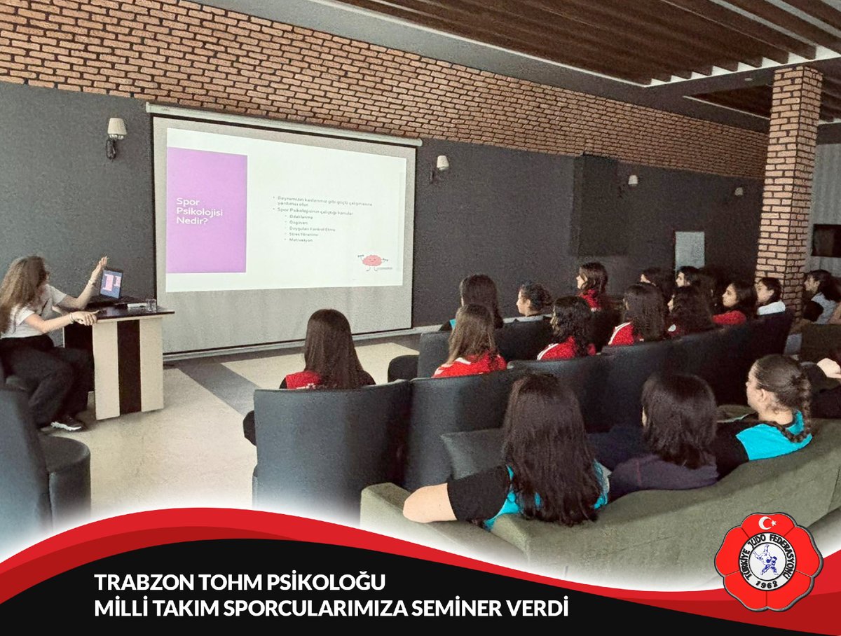 turkjudo's tweet image. 📢 Trabzon TOHM Psikoloğu Milli Takım Sporcularımıza Seminer Verdi 🥋🇹🇷

Ümit Kadınlar Milli Takım Gelişim Kampı kapsamında, Trabzon TOHM Spor Psikoloğu Edanur Uğur tarafından sporcularımıza psikolojik hazırlık, odaklanma, müsabaka stresiyle başa çıkma ve performans yönetimi…