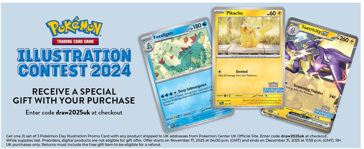 Pokmon Center UK Update!  The Illustration Contest promo cards are  back!  These were first available in March with very limited stock  but  this time Pokmon Center UK might