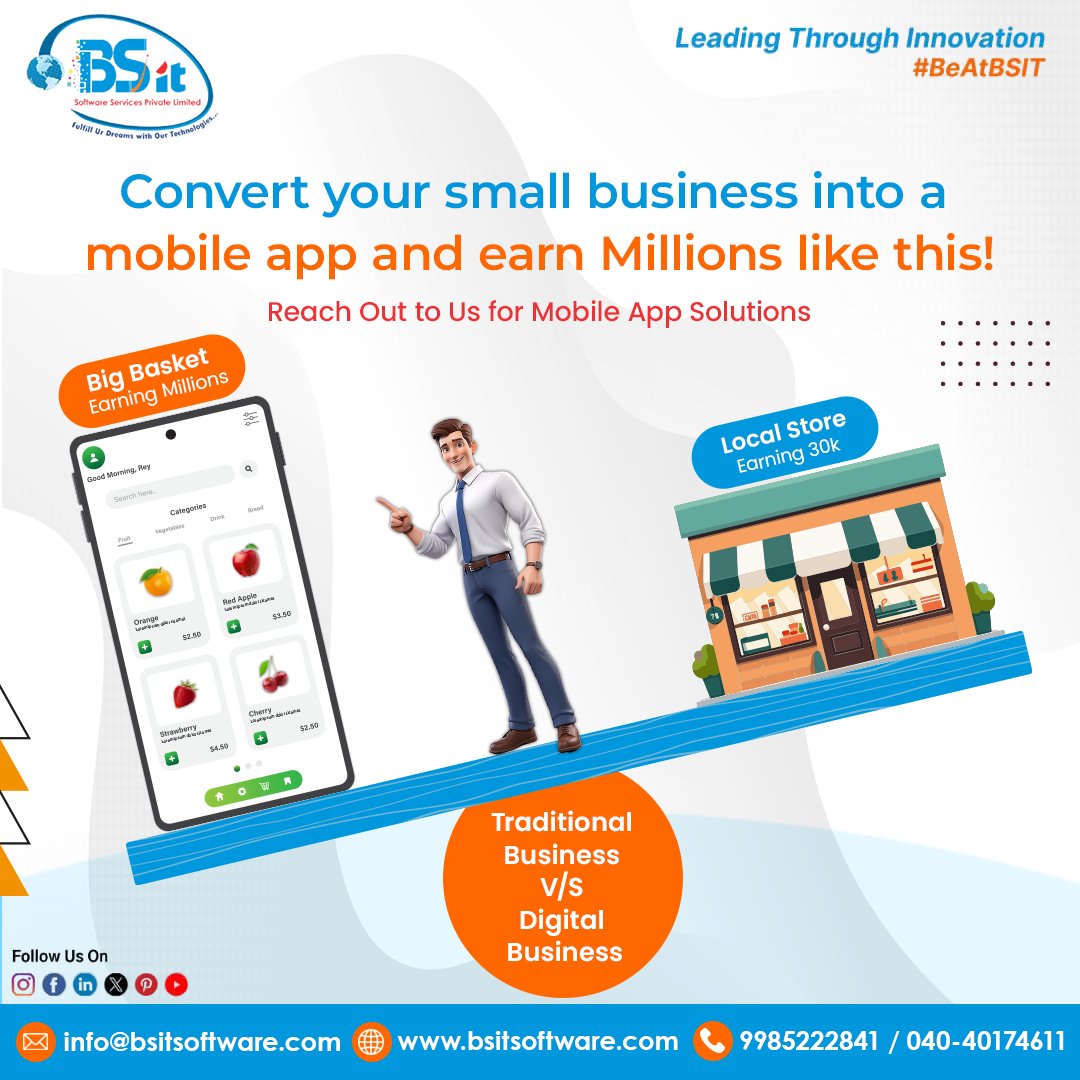 bsitsoftware's tweet image. Turn Your Small Business Into a High-Earning Digital Brand! 🚀📱

Take your traditional business to the next level with a powerful, custom-built mobile app. Just like the visual shows, digital businesses earn more, grow faster, and reach customers anytime, anywhere. Transform…